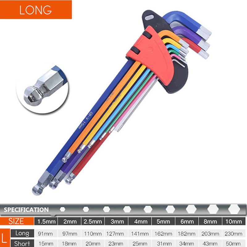 Allen Key Set L Wrench Kit For Allen Screw 9PCS Long Arm Hex Key Set 1.5mm To 10mm Hexagon Spanner Hand Tools For Bicycle Repair Thread Lock3