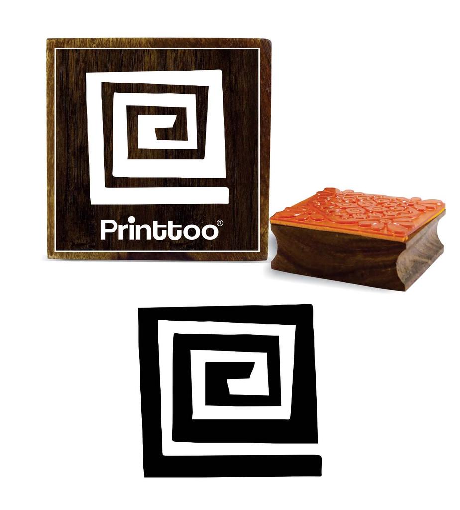 Printtoo Spiral Square Design Wooden Rubber Stamp Scrap-Booking Print Block-2 x 2
