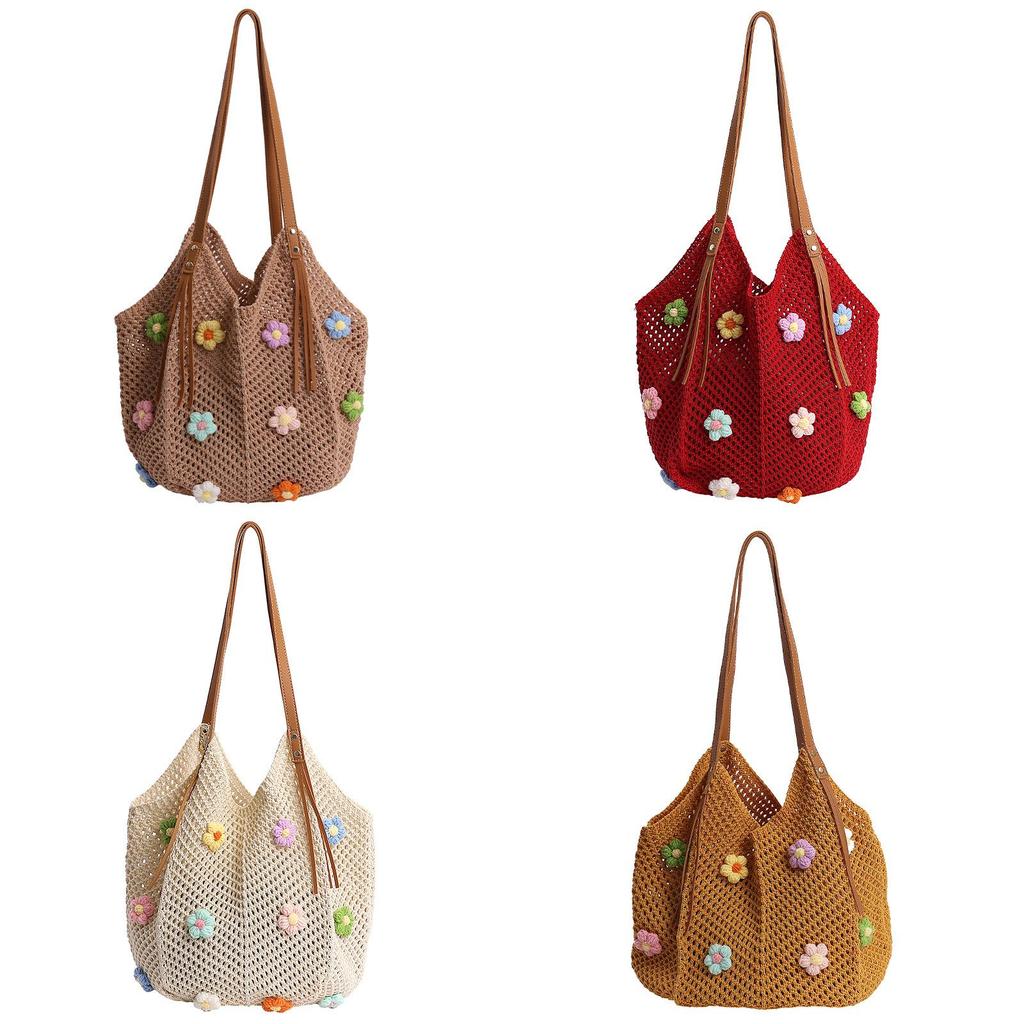 Cotton Beach Vacation Tote Bag With Open Top And Large Capacity For Casual Travel