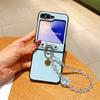 Applicable To Samsung ZFlip7 Mobile Phone Case Folding Camellia Zflip6 Central Axis Hinge 5 Hanging Chain 4 Leather Protective Case