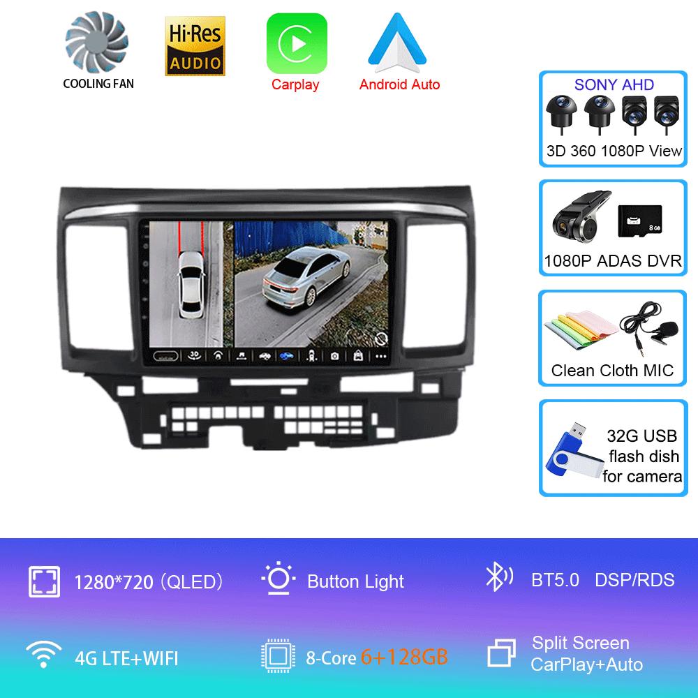 Android 14 For MITSUBISHI LANCER 9 10 X 2008 2009 2010 2011 - 2016 9Inch Stereo Audio Car Radio GPS Player Carplay Auto Screen