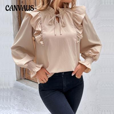 Spring and Autumn Women's Ruffled Long Sleeve Design Shirt Elegant Temperament