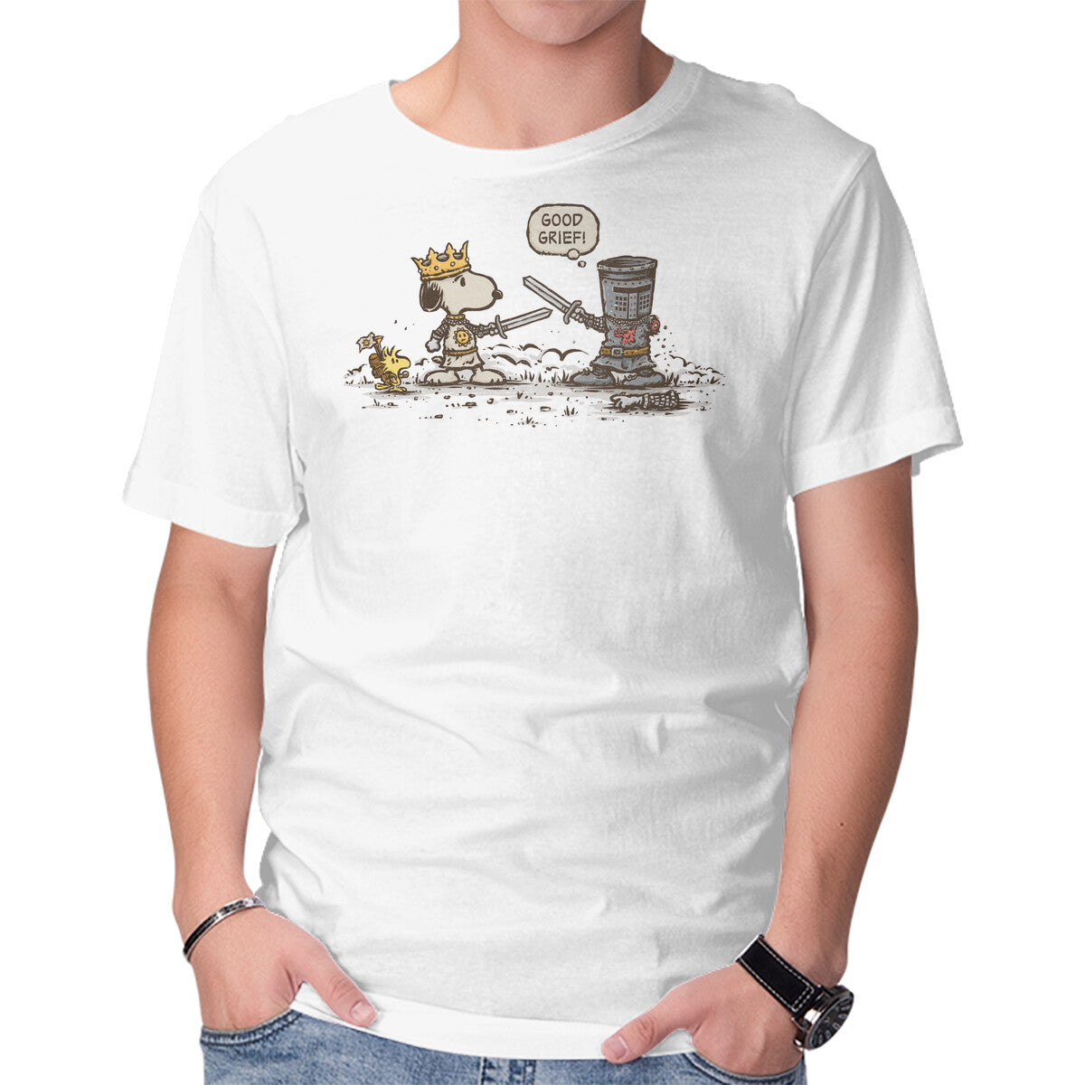 Unisex Crew Neck T-Shirt Good Grief Graphic Short Sleeve Casual Tee M