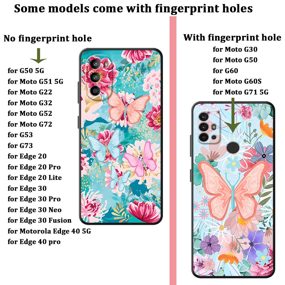Cartoon Butterfly Flower Phone Cover Case for Motorola Moto G51 G73 G32 G71 G52 Edge 20 Pro 30 Lite G50 G53 G30 G60s G22 Edge40