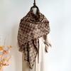 Plaid scarf women's autumn and winter versatile imitation cashmere air-conditioned room oversized shawl with double-sided warm scarf