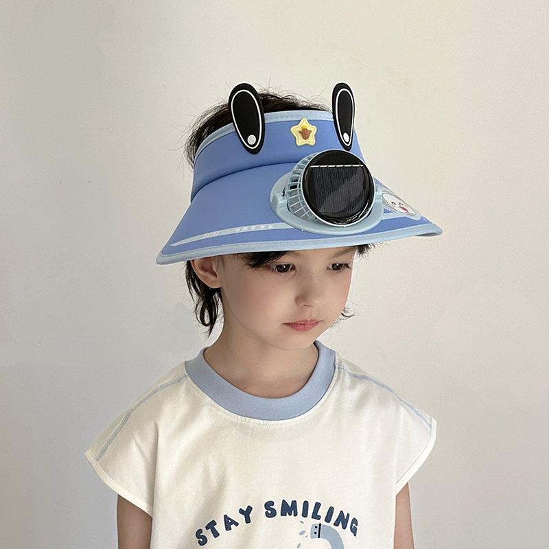 Chapeau Ventilateur à Charge Solaire pour Enfants Été Protection Solaire Chapeau de Soleil Protection UV Chapeau de Soleil d'Extérieur (50-54cm) gray