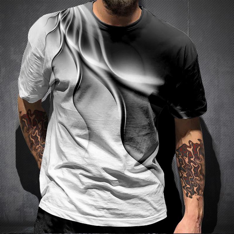 

Летние футболки с градиентной 3D-печатью, мужская футболка с коротким рукавом и цифровым принтом для мужчин больших размеров 3XL