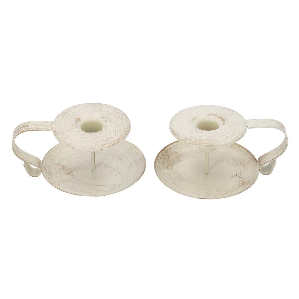 2pcs Iron Iron Candle Holder Antique Candlestick Holder Ceramic Candle Holders  Tabletop Display