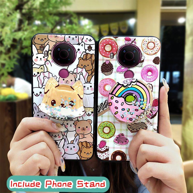 Quicksand Kickstand Phone Case For Nokia 5.4 Phone Lens Protection Cartoon Soft Case Dirt-resistant Durable Protective
