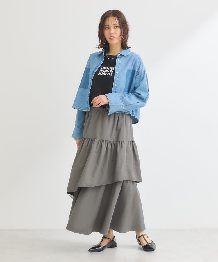 Green Parks Waistline Ruffle Tiered Skirt 06000262400 Charcoal Gray F Women's