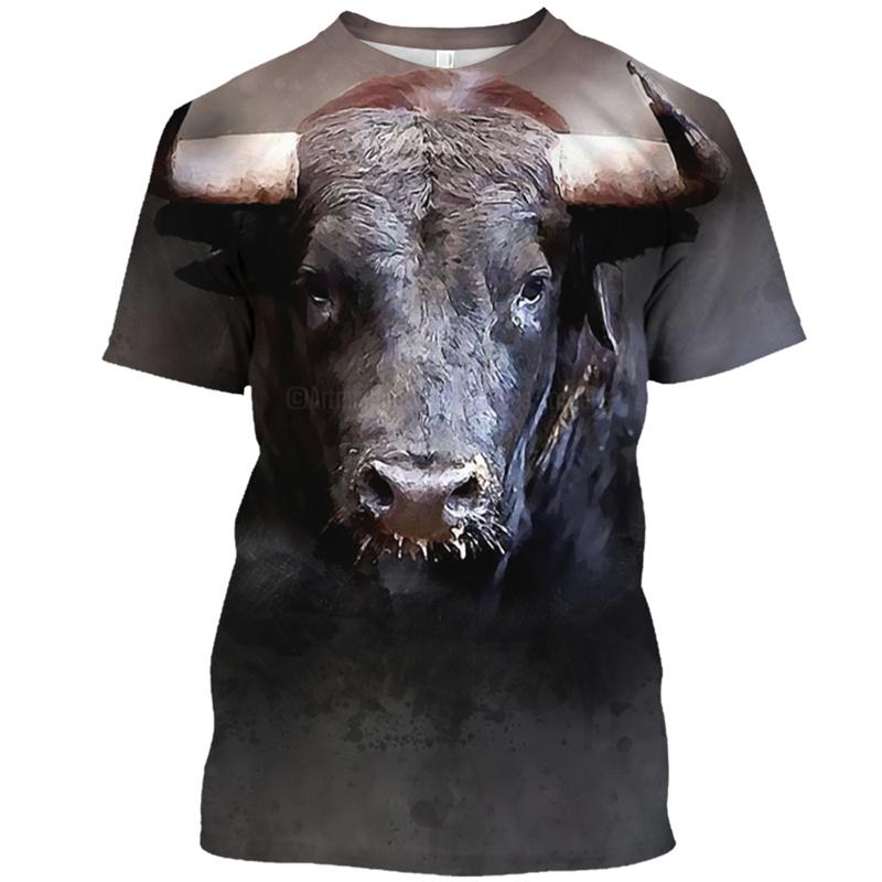 Summer Bullfight 3D Print T-Shirts Streetwear Men Fashion Casual Oversized O-Neck Short Sleeved T Shirt Tees Tops Clothing