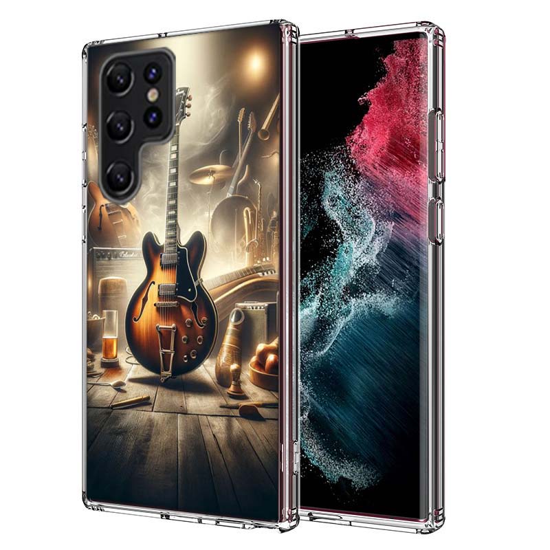 Capa de Celular Elétrica Retro Rock Music Para Samsung S25 Edge S24 FE Galaxy S21 S20 FE S23 S22 Ultra S10 Plus S10E Capa Transparente