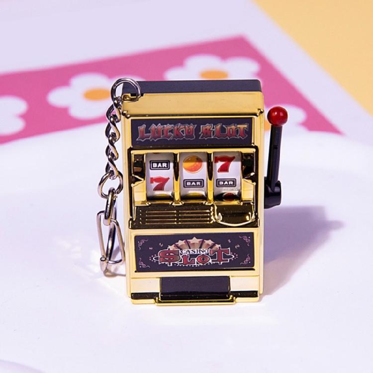 Miniature Fruit Slot Machines Keychain Charm Colorful Accessory for Bags Portable Entertainment Phone Chain Decoration