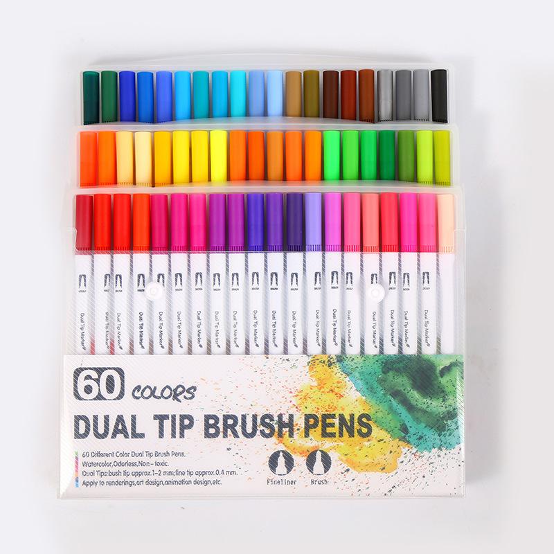 Pennarelli a Doppia Punta, 72 Colori(Pennarello sottile e pennello) Pennarelli Artistici, Set di Pennarelli Colorati per Artisti per Libri da Colorare per Adulti Senza Sanguinamento