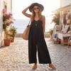 Women’s Loose Fit Sleeveless Jumpsuit Wide Leg Casual Long Romper Lightweight Spaghetti Strap Baggy Pants Overalls