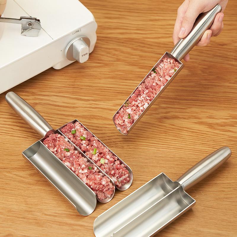 304 Edelstahl Fleischbällchenformer Dreifachrohr Lebensmittelballform mit Schöpflöffel Fischbällchen Garnelenpaste Form Reisbällchen Küchenwerkzeug Effizienter Fleischbällchenformer
