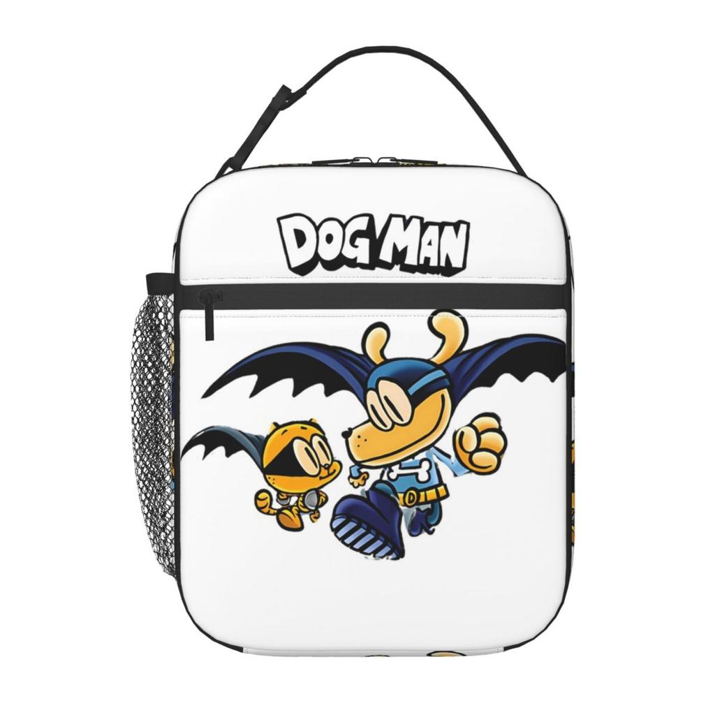 Dog Man And Petey Cat Anime Cartoon Insulated Lunch Bag for Women Kids Portable Food Boxes Thermal Lunch Box Tote