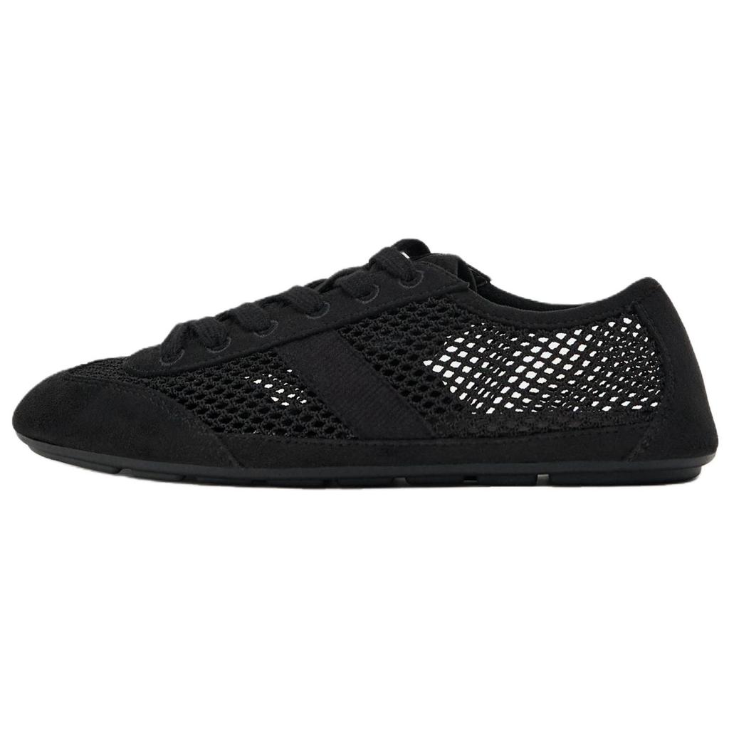 ZARA Lightweight Retro Round Toe Fashion Mesh Derby Low Top Casual Shoes Women sneaker Black 15211510800