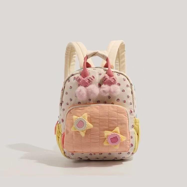Fashion Stylish Canvas Strawberry Print Shoulder Bag Mini Backpack