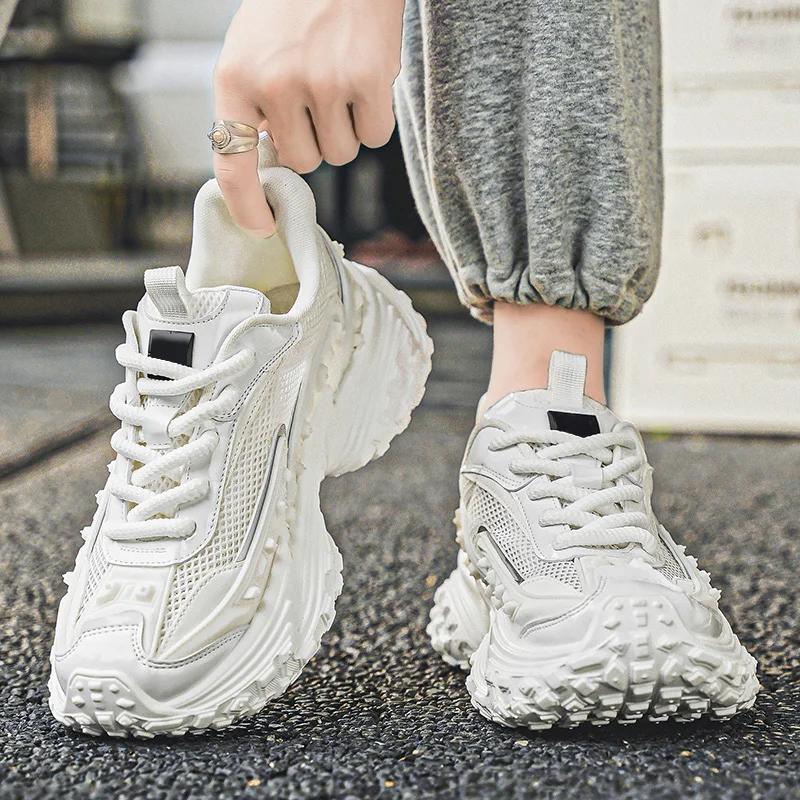Men'S Vintage Platform Lace Up Skateboard Casual Sneakers Outdoor Street Sports Style Comfortable Chunky Tennis Running Shoes