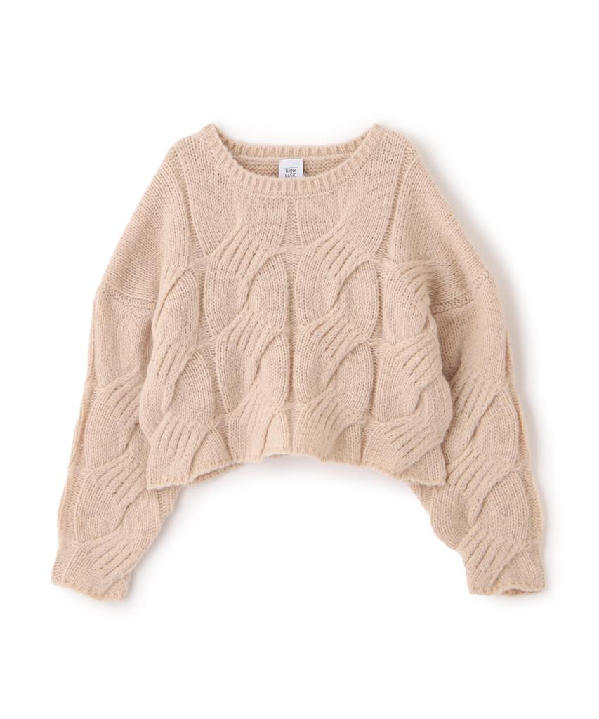Natural Beauty Basic Cropped Cable Knit Women's Sweater, Off-Beige