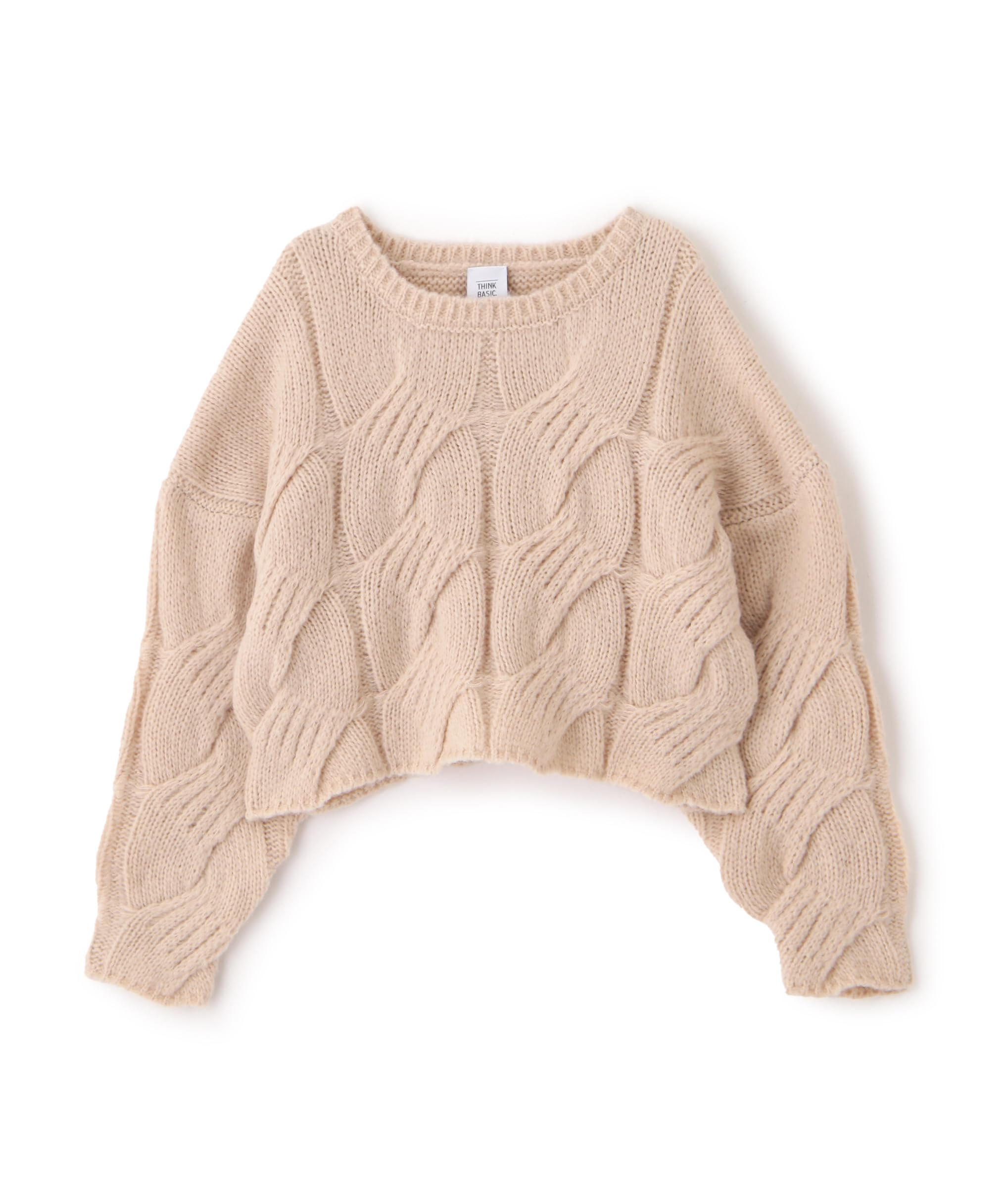 

Укороченный женский свитер крупной вязки «косичка» Natural Beauty Basic, кремовый