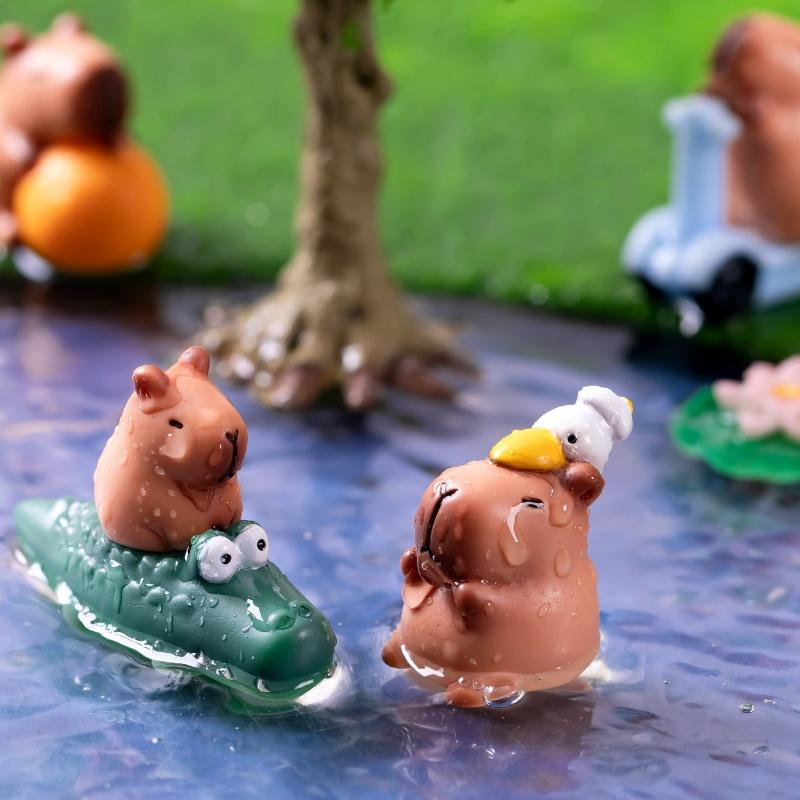 2 ks Mini Pryskyřičné Kapybara Miniatury Figurky Roztomilá Vílí Zahrada Zvířecí Ozdoba Mini Soška Dekorativní Malá Krajinářská