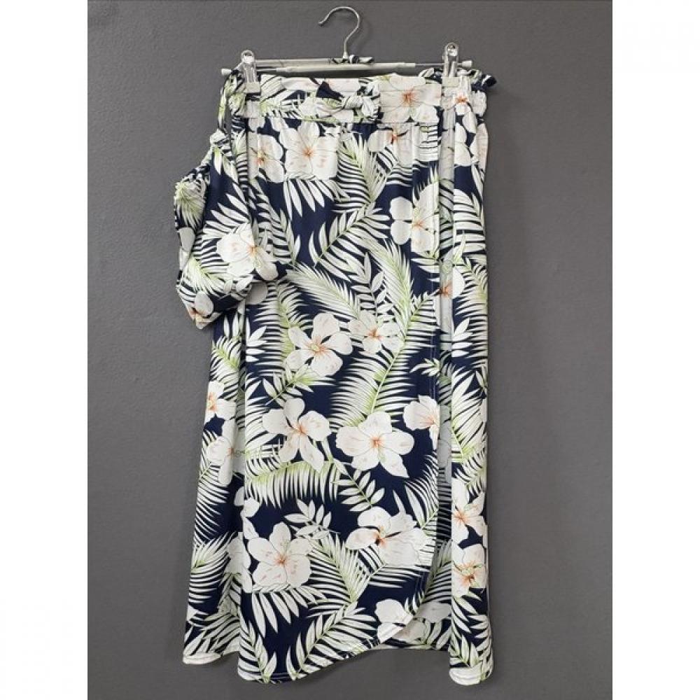 VenuS Women S Golf Gown Hawaiian Print polySpan [vgnS104l] Blue/85