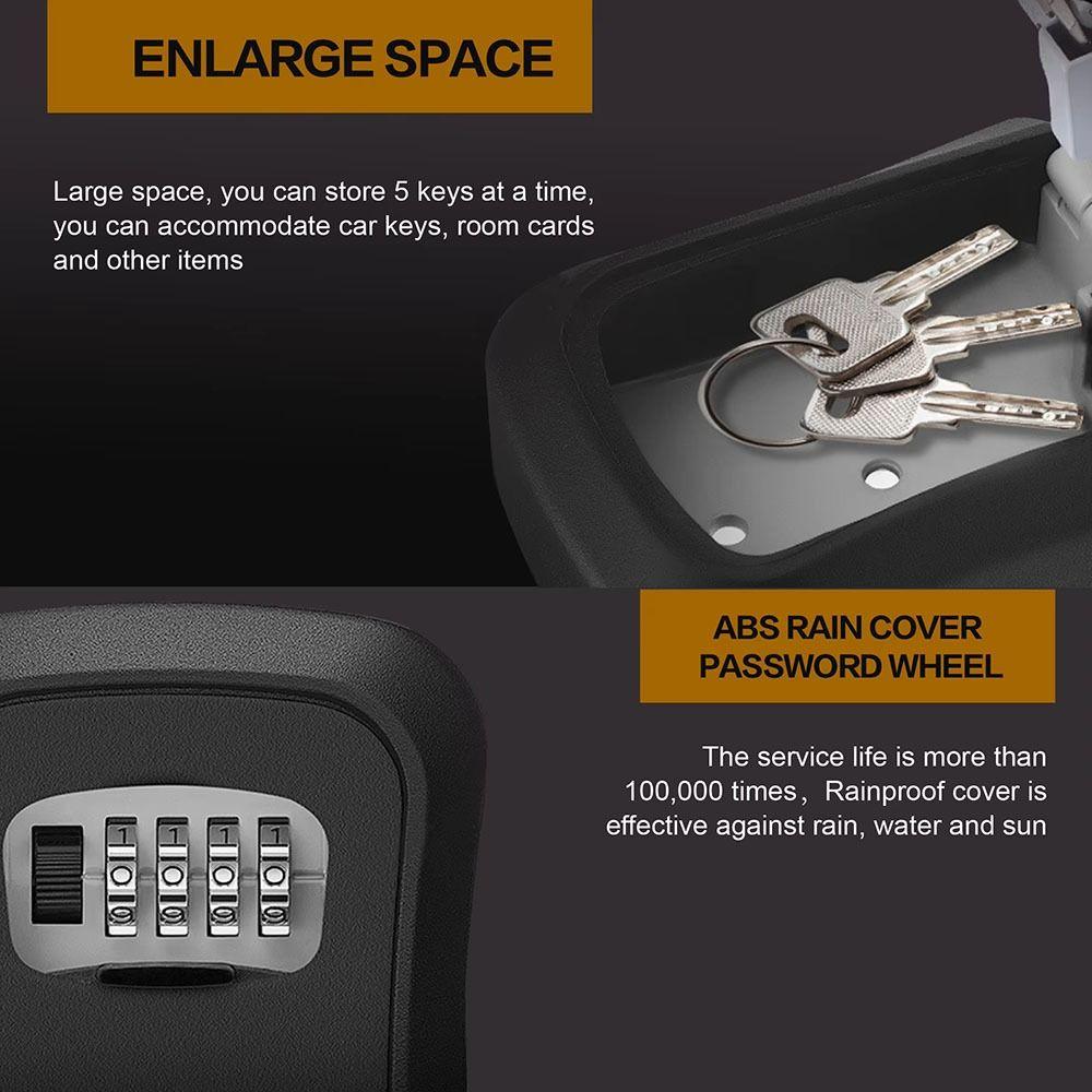 Passwords Code 4 Digit Combination Key Box Wall Mounted Key Lock Safe Box Key Safe Box  Garage