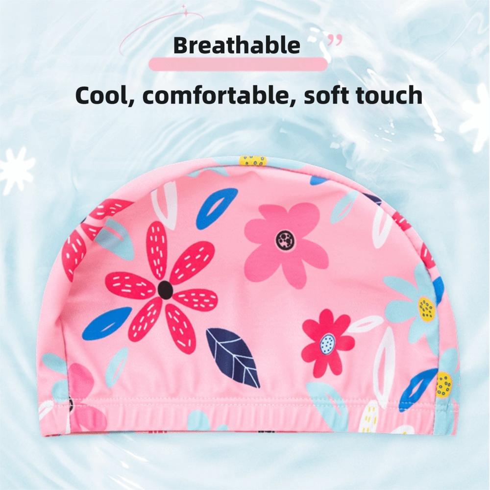 Hohe Elastizität Badekappe Polyester Kinder Badekappe Bequeme Schwimmkappe Mädchen