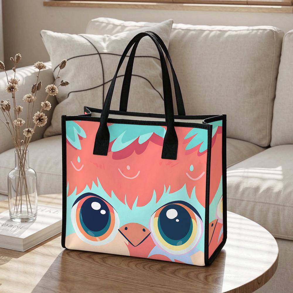 Cute Cartoon Bird Print Tote Bag Fashion Casual Large Capacity Portable Women Handbag for Daily Shopping Travel