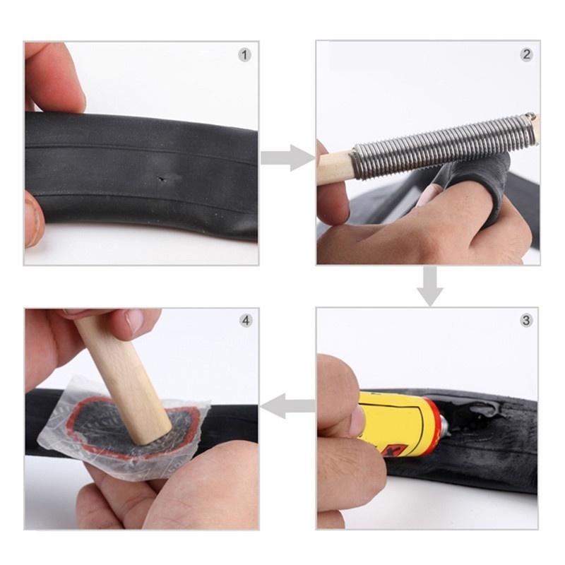 48 buc. Lipici rece pentru biciclete + Lipici Set de instrumente pentru repararea anvelopelor de biciclete Seturi de reparare a anvelopelor Patch Cauciuc Fetal