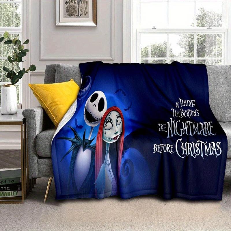 1pc The Nightmare Before Christmas Printing Blanket - Soft, All-Season Throw for Living Room, Bedroom,Personalized Gift with Adorable Cartoon Design