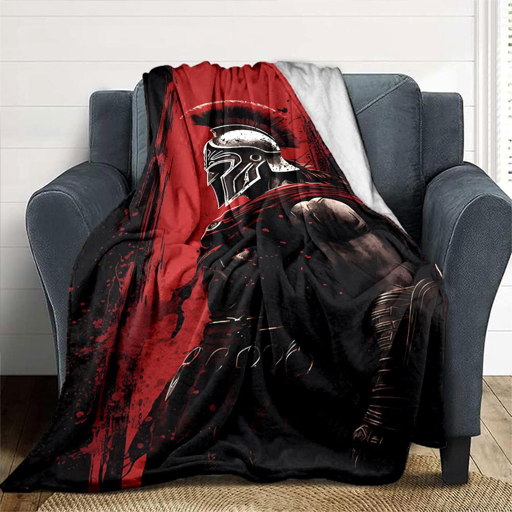 1pc Spartan Warrior Throw Blanket Soft Flannel, Cozy All Season Polyester Perfect for Home, Office