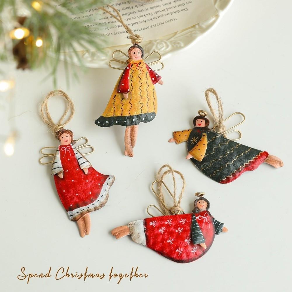 Iron Art Christmas Angel Girl Pendant Retro Angel Hanging Pendants  Holiday