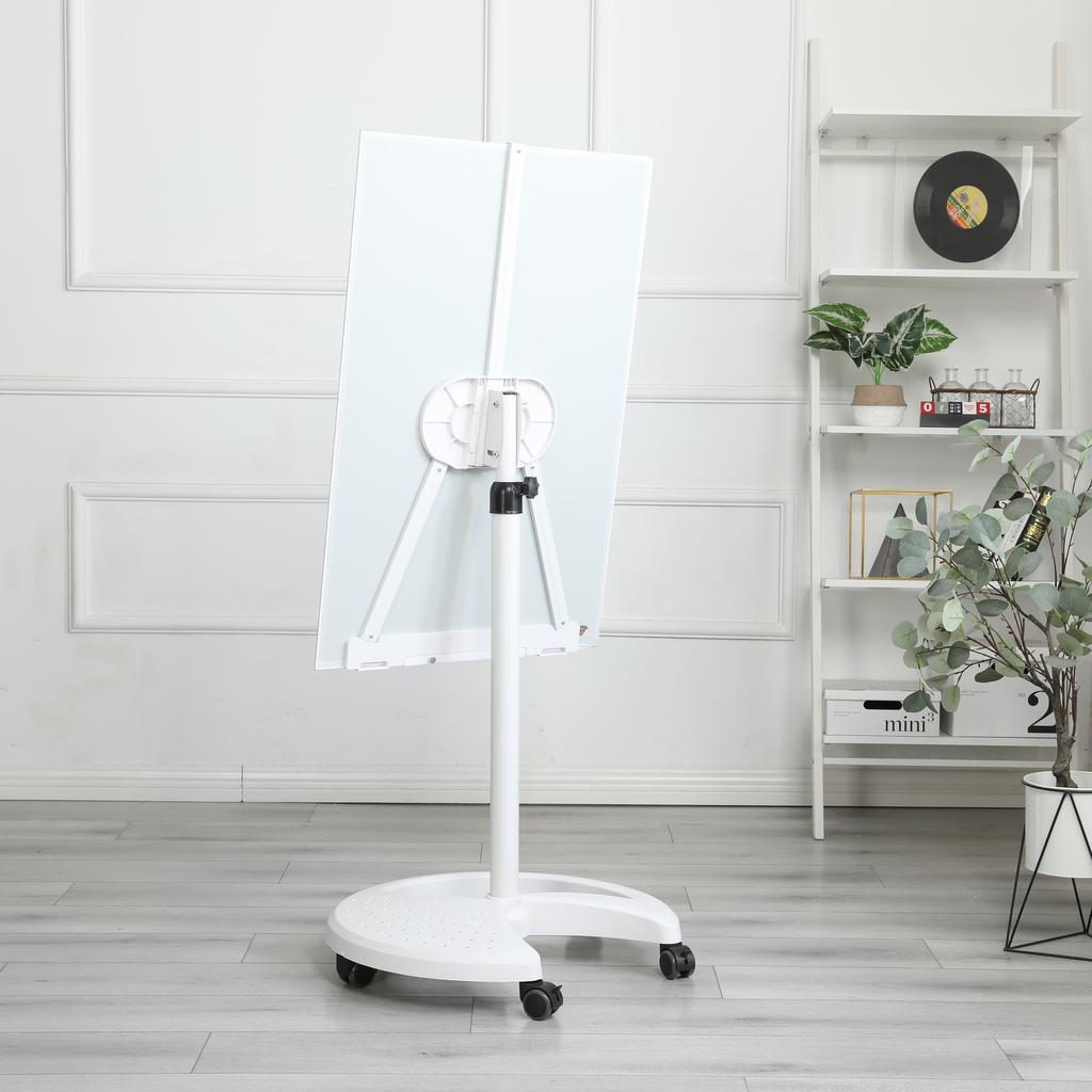 Adjustable Height Tempered Glass Magnetic Dry Erase Whiteboard, 90 x 60 cm, School Supplies or Office Decor, Includes 2 Magnets 2 Markers 1 Eraser
