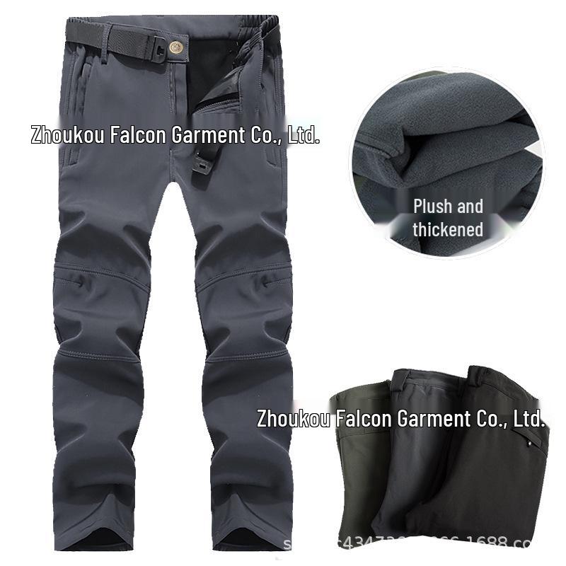 Men s Winter Softshell Fleece-Lined Ski Pants - Windproof, Insulated, Multi-Pocket for Hiking S