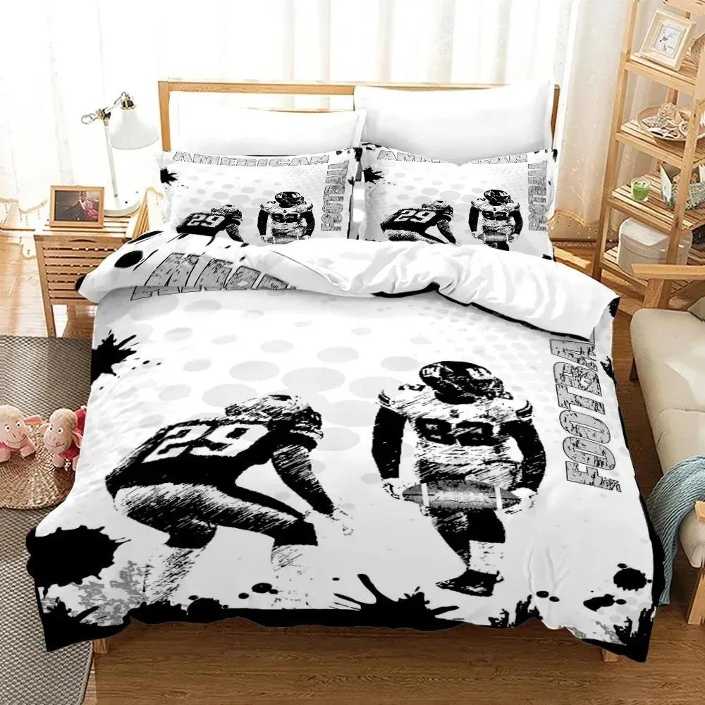 Copripiumino Calcio King Queen Size Set Biancheria da Letto Gioco Rugby Per Ragazzi Adolescenti Uomini Appassionati di Sport Atleti Copripiumino in Poliestere