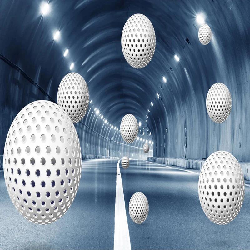 3D-Kreis-Kugel-Tapete, stereoskopisches Raumfresko, Wohnzimmer-Sofa-TV-Hintergrundtapete, Wandbild