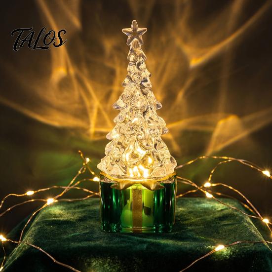 Christmas Party Atmosphere Decor Mini LED Light Up Faux Crystal Tree Figurine, Lighted Xmas Holiday Ornament for Bedside Table Centerpiece with