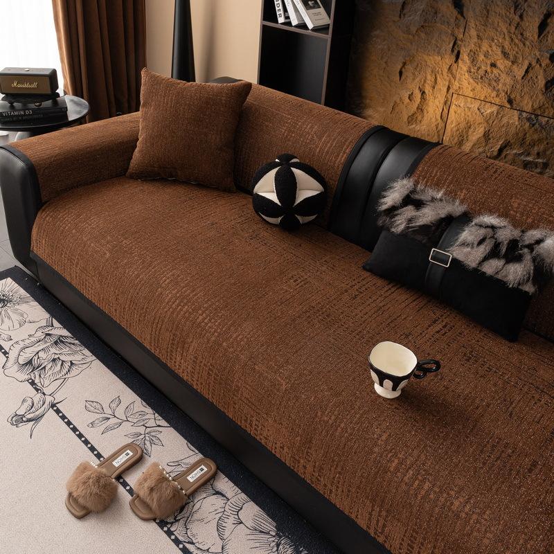 Chenille Sofakissen ist universell für alle Jahreszeiten neuer rutschfester Sitzkissenbezug, leichter Luxus High-End Leder Sofabezug