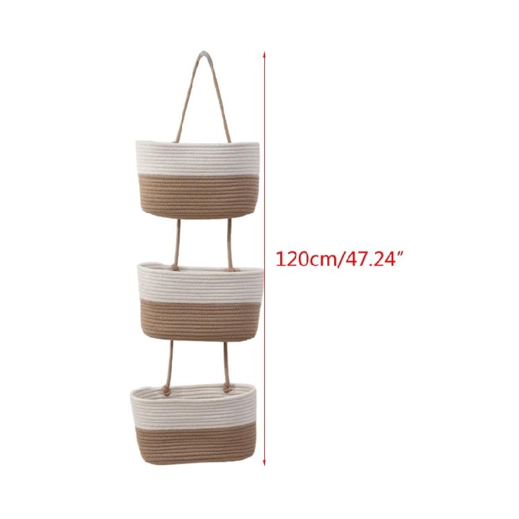 Easy to Install Cotton Rope Basket Wall Hanging Fruit Vegetable Storage Basket