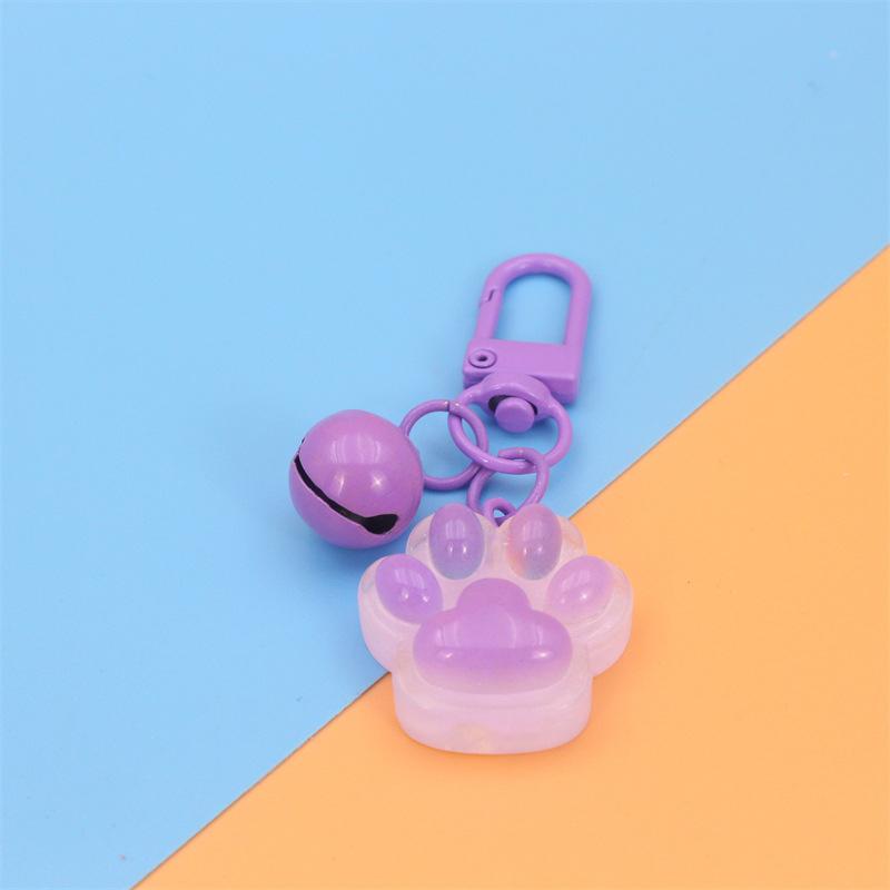 Creative Luminous 3D Cat Paw Pendant Keychain Cute Cartoon Cat Paw Keyring Exquisite Handbag Decoration Accessories Gifts