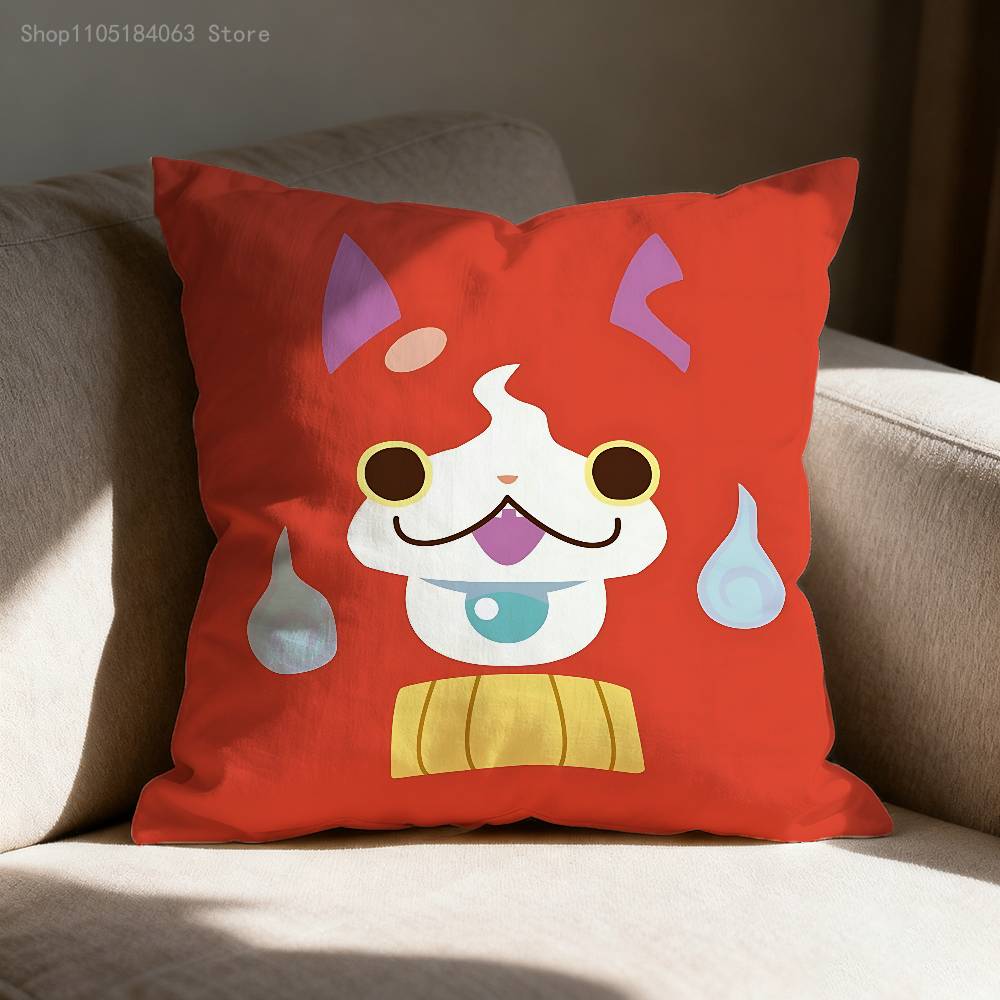 J-Jibanyan Pillow Case For Sofa Decor Car Office Room Printing Cushion Cover Decorations and Protector