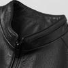 JINLUN Genuine Goatskin Leather Real Leather Men's Jacket, Single-Breasted Rider's Jacket, Blouson, Jumper, Black, Spring/Autumn (Black, 3XL)