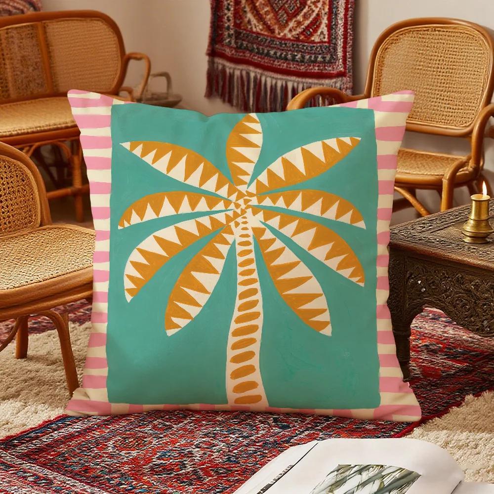 Nordic Boho Sun Leopard Palm Cushion Cover Bedroom Sofa Decorative Home Car Portable Cushion Cover With Zipper Soft Pillowcase