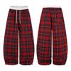 Amerikanischer Retro-Lässiger Stil Kordelzug Rote Karohose Frühling und Herbst Neue lockere Weitbeinige Hosen für Herren und Damen