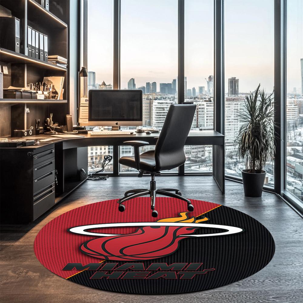 Miami Heat Printed Round Rug Carpet Chair Rug Area Rug Entryway Doormats,for Office Chair Living Room Bedroom Kitchen Room.