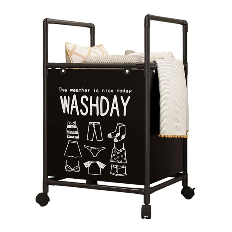 

Collapsibles Clothes Hamper with Rolling Wheels Multiple Shelf Designs Space Saving Laundry Basket for Small Space чёрный