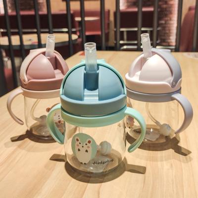 250Ml Kids Drinking Cup Feeding Bottle With Straw Gravity Ball Wide Caliber Bottle Leakproof Outdoor Portable Children'S Cups